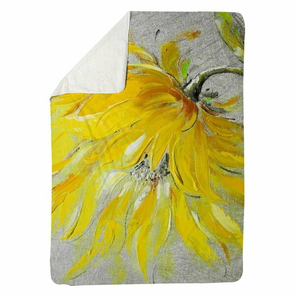 Begin Home Decor 60 x 80 in. Yellow Flower-Sherpa Fleece Blanket 5545-6080-FL70